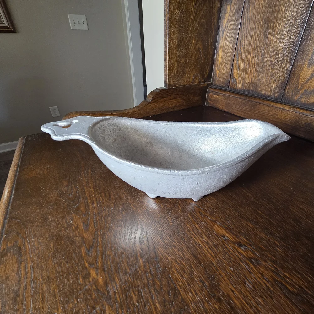 Vintage Pewter Footed Gravy Boat.